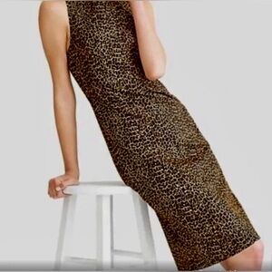 J Crew Leopard Print Lined Sheath Stretch Sleeveless Knee Length Office Size 6